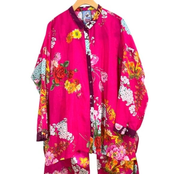 Johnny Was Golden Bouquet Silk Seline Top / Devine Pant Set Small Pre-Loved - Picture 2 of 5